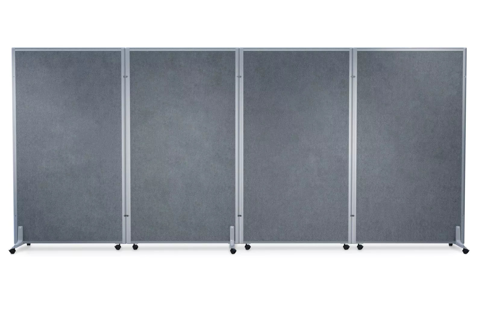 4 x Raumteiler Trennwandsystem, graumeliert, fahrbar, 1.800 mm hoch