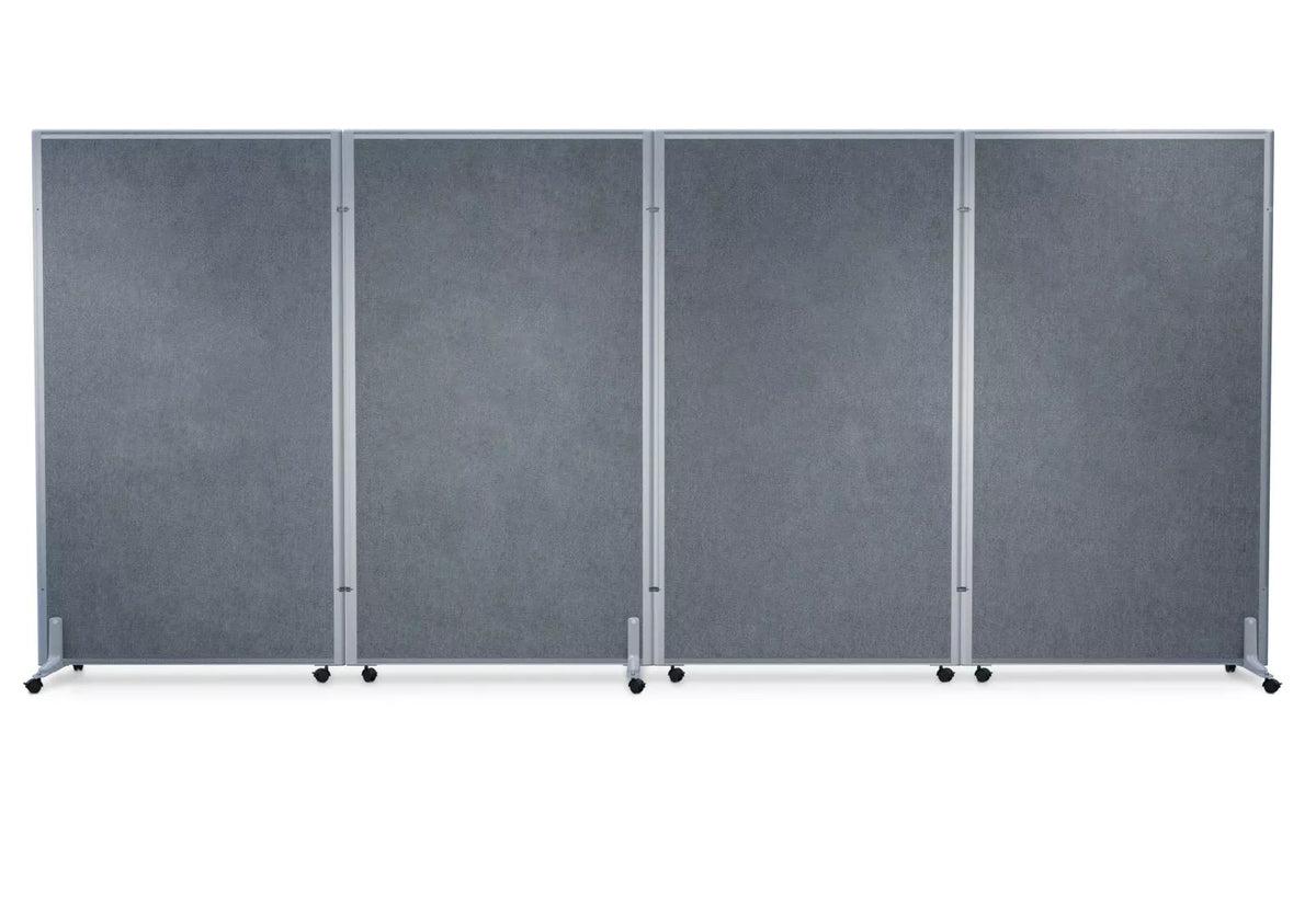 4 x Raumteiler Trennwandsystem, graumeliert, fahrbar, 1.800 mm hoch