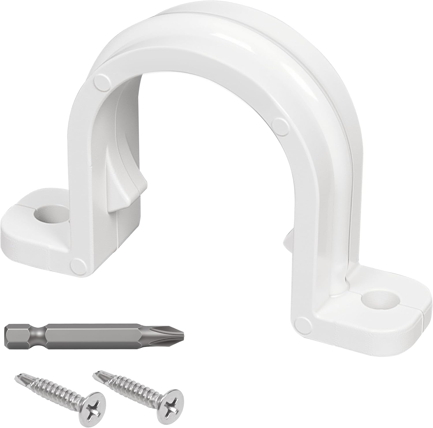 Plastic Pipe Clamps - 2 Hole Pipe Strap Fit Under 1/2 Inch PVC Pipes White Conduit Mounting U Brackets with Screw Holes, Electrical Conduit Cables PVC Pipe Holding Strap