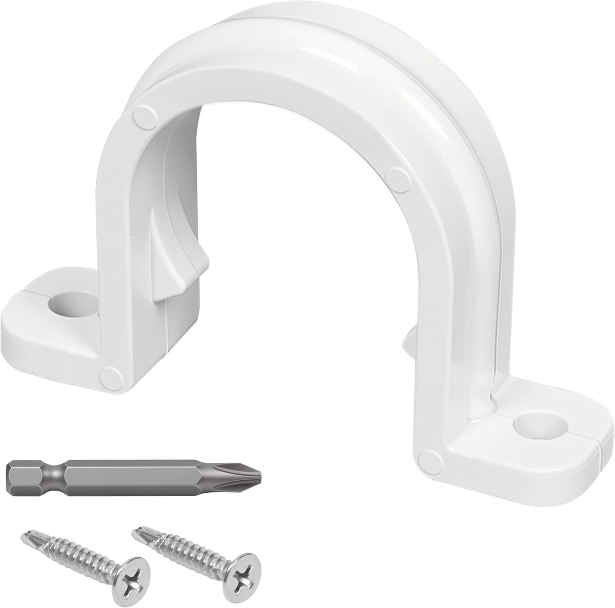 Plastic Pipe Clamps - 2 Hole Pipe Strap Fit Under 1/2 Inch PVC Pipes White Conduit Mounting U Brackets with Screw Holes, Electrical Conduit Cables PVC Pipe Holding Strap