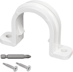 Plastic Pipe Clamps - 2 Hole Pipe Strap Fit Under 1/2 Inch PVC Pipes White Conduit Mounting U Brackets with Screw Holes, Electrical Conduit Cables PVC Pipe Holding Strap
