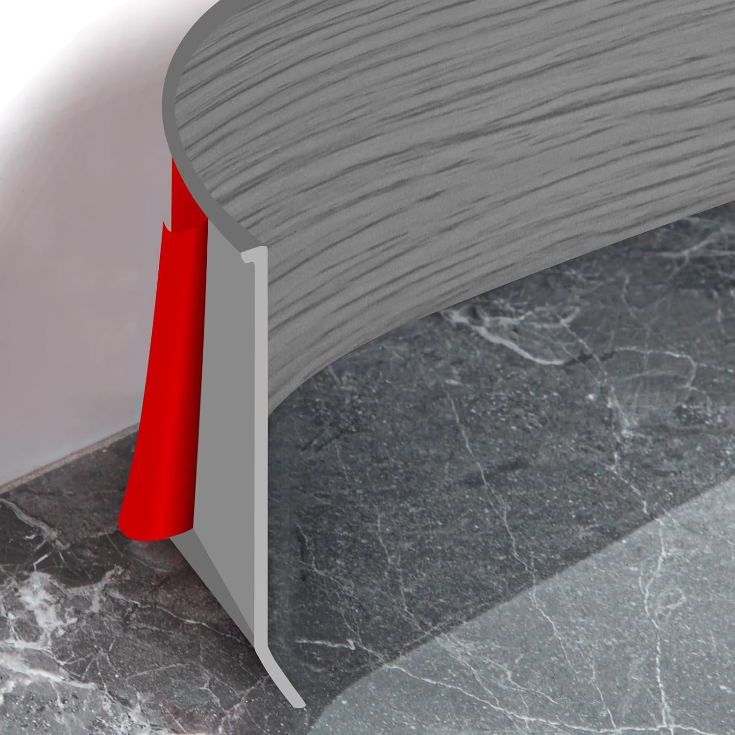 Flexible Baseboard Molding Trim 4 Inch Self-Adhesive Vinyl Wall Base Peel and Stick Cove Base Rubber Wall Baseboard Moulding Trim