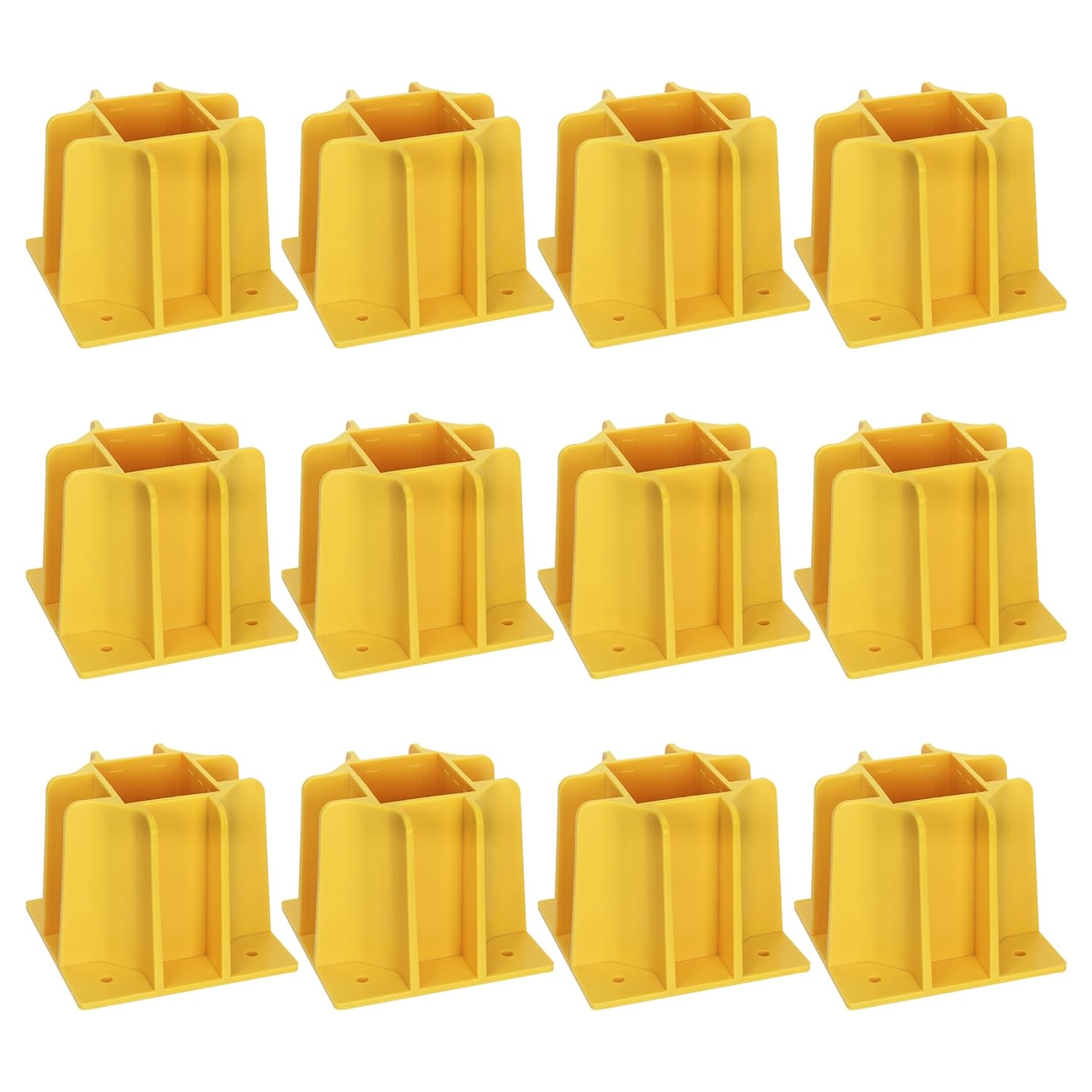 Yellow Guardrail Base Boot with Toe Board Slot, Reusable Fall Protection Base for Scaffolding, Temporary Guardrail Systems for Residential and Commercial Construction